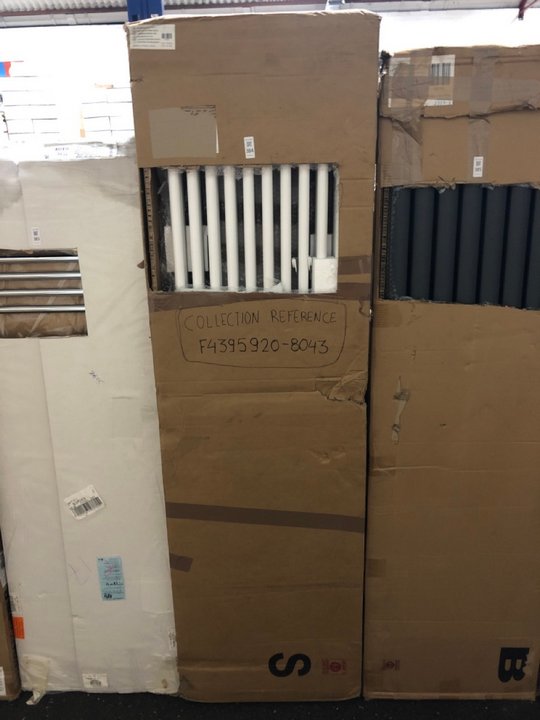 Lot 384  
            Marchington SR19 - Delivery or Collection 

                
TRADITIONAL VERTICAL 10 X 3 COLUMN CAST IRON STYLE RADIATOR IN WHITE 1800 X 470MM...