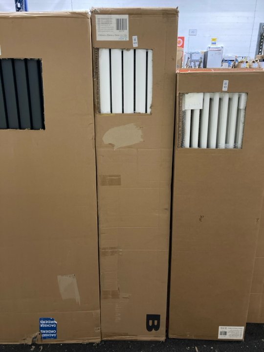 Lot 420  
            Marchington SR19 - Delivery or Collection 

                
WHITE VERTICAL DOUBLE OVAL TUBED RADIATOR 1780 X 354MM - ORIGINAL RRP £725: LOCAT...