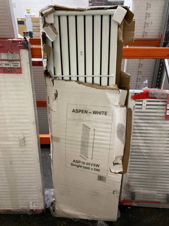 Lot 433  
            Marchington SR19 - Delivery or Collection 

                
WHITE VERTICAL SINGLE OVAL TUBED RADIATOR 1800 X 540MM - ORIGINAL RRP £635: LOCAT...