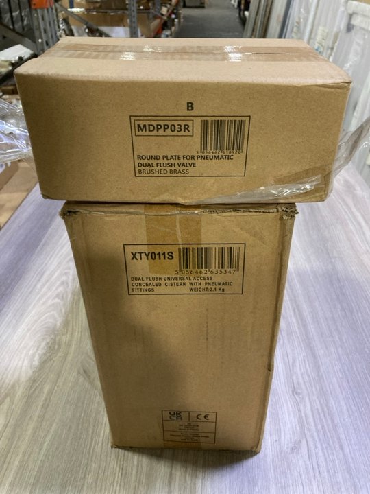 Lot 480  
            Marchington SR19 - Delivery or Collection 

                
CONCEALED CISTERN FITTING KIT WITH A BRUSHED BRASS DUAL FLUSH PLATE - ORIGINAL RR...