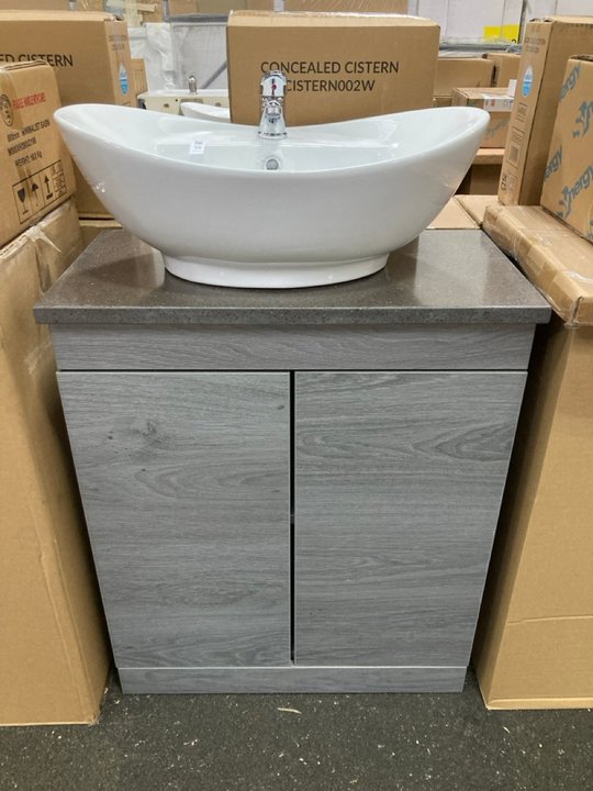 Lot 50  
            Marchington SR19 - Collection 

                
(COLLECTION ONLY) FLOOR STANDING 2 DOOR COUNTER TOP SINK UNIT IN LONDON SILVER OA...