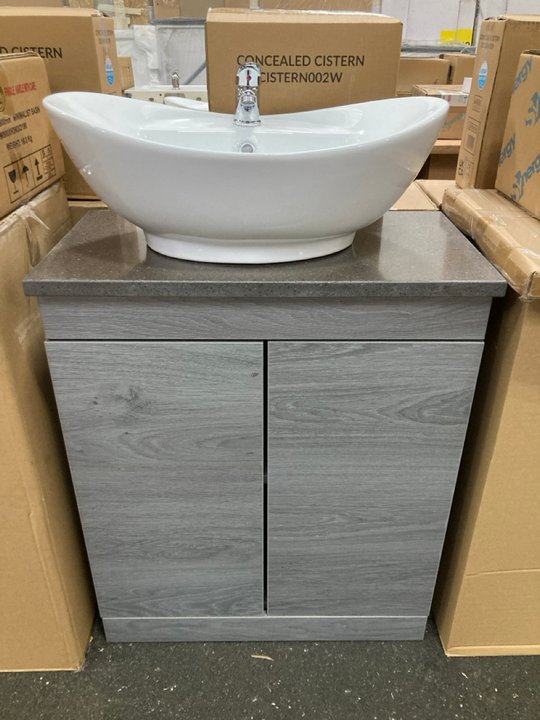Lot 51  
            Marchington SR19 - Delivery or Collection 

                
FLOOR STANDING 2 DOOR COUNTER TOP SINK UNIT IN LONDON SILVER OAK WITH A 680 X 370...