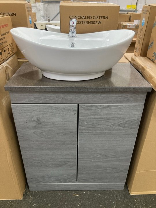 Lot 53  
            Marchington SR19 - Delivery or Collection 

                
FLOOR STANDING 2 DOOR COUNTER TOP SINK UNIT IN LONDON SILVER OAK WITH A 680 X 370...