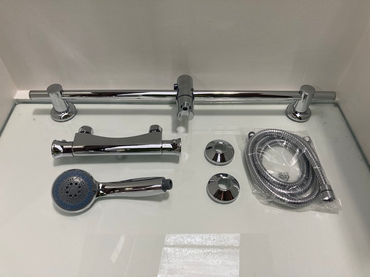 Lot 591  
            Marchington SR19 - Delivery or Collection 

                
THERMOSTATIC BAR SHOWER VALVE IN CHROME WITH SHOWER SLIDE RAIL KIT, MULTI FUNCTIO...