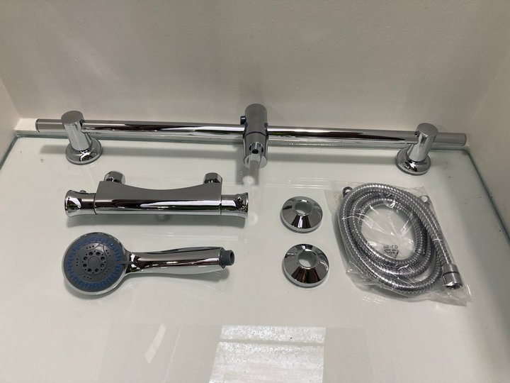 Lot 592  
            Marchington SR19 - Delivery or Collection 

                
THERMOSTATIC BAR SHOWER VALVE IN CHROME WITH SHOWER SLIDE RAIL KIT, MULTI FUNCTIO...