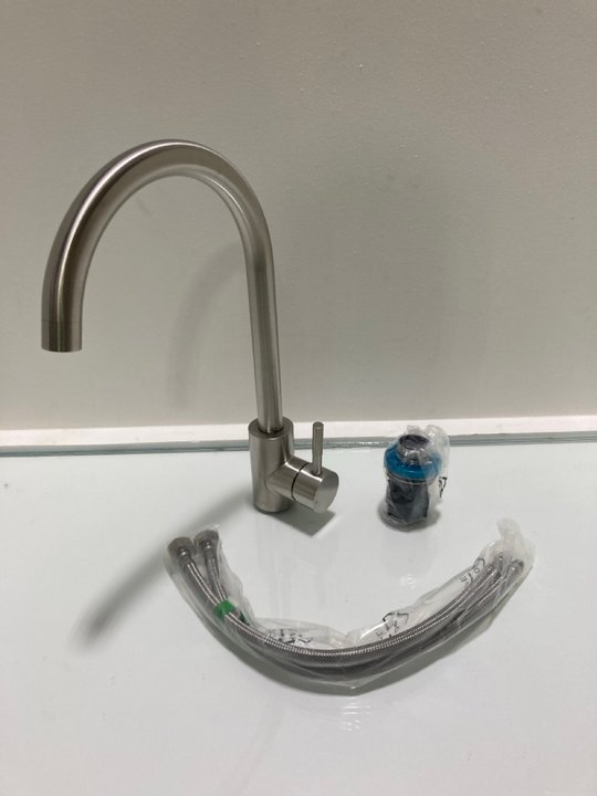 Lot 603  
            Marchington SR19 - Delivery or Collection 

                
MONO KITCHEN SINK MIXER TAP IN BRUSHED STAINLESS STEEL WITH SWIVEL SPOUT - ORIGIN...
