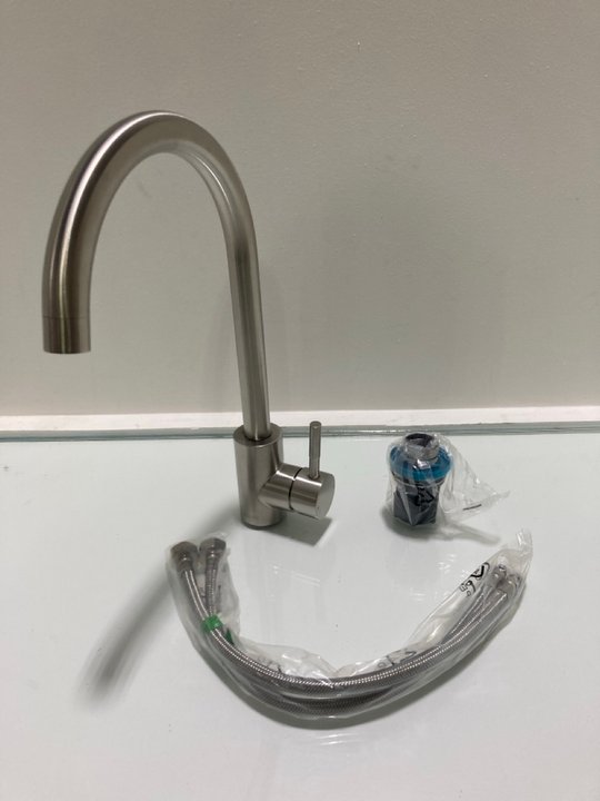 Lot 604  
            Marchington SR19 - Delivery or Collection 

                
MONO KITCHEN SINK MIXER TAP IN BRUSHED STAINLESS STEEL WITH SWIVEL SPOUT - ORIGIN...