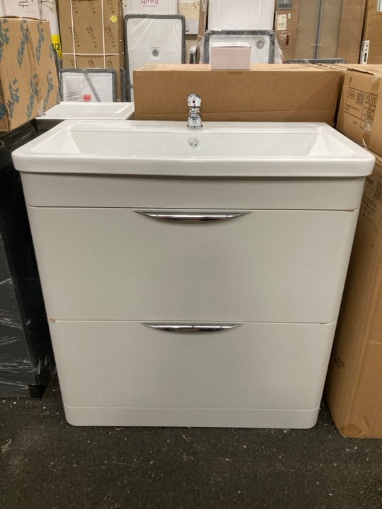 Lot 61  
            Marchington SR19 - Delivery or Collection 

                
FLOOR STANDING 2 DRAWER SINK UNIT IN GLOSS GREY MIST WITH A 810 X 460MM COMPLETE ...