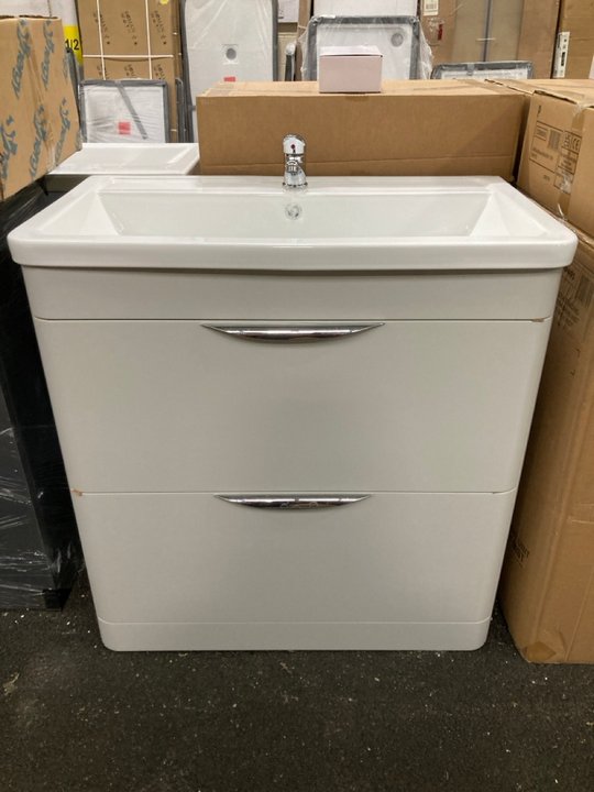 Lot 62  
            Marchington SR19 - Delivery or Collection 

                
FLOOR STANDING 2 DRAWER SINK UNIT IN GLOSS GREY MIST WITH A 810 X 460MM COMPLETE ...