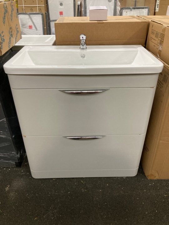 Lot 63  
            Marchington SR19 - Delivery or Collection 

                
FLOOR STANDING 2 DRAWER SINK UNIT IN GLOSS GREY MIST WITH A 810 X 460MM COMPLETE ...