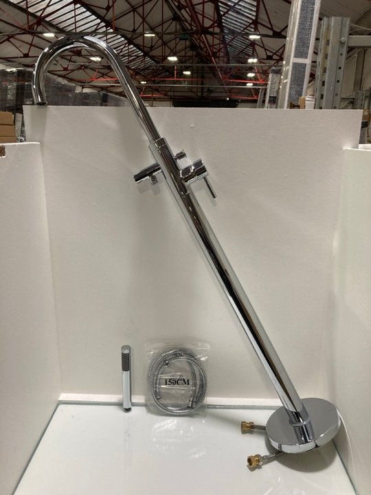 Lot 649  
            Marchington SR19 - Delivery or Collection 

                
FREE STANDING BSM IN CHROME WITH PENCIL STYLE HANDSET & HOSE - ORIGINAL RRP £680:...