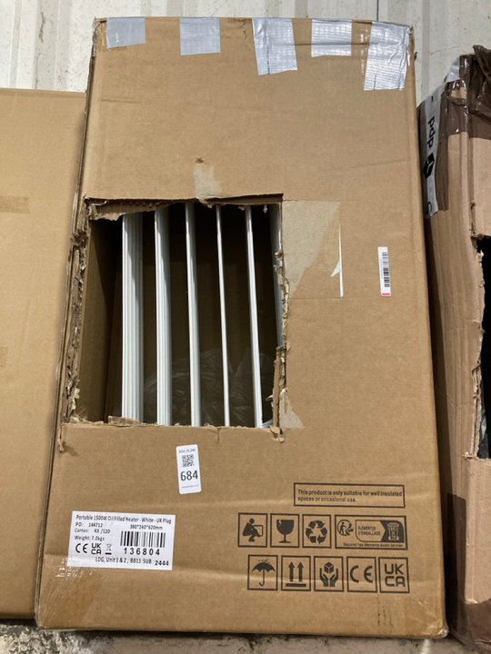 Lot 684  
            Marchington SR19 - Delivery or Collection 

                
1500W WHITE OIL FILLED HEATER 380 X 620MM - ORIGINAL RRP £129: LOCATION - B4