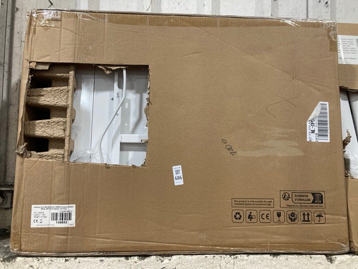 Lot 686  
            Marchington SR19 - Delivery or Collection 

                
1500W WHITE CERAMIC CORE ELECTRIC HEATER 710 X 486MM - ORIGINAL RRP £209: LOCATIO...