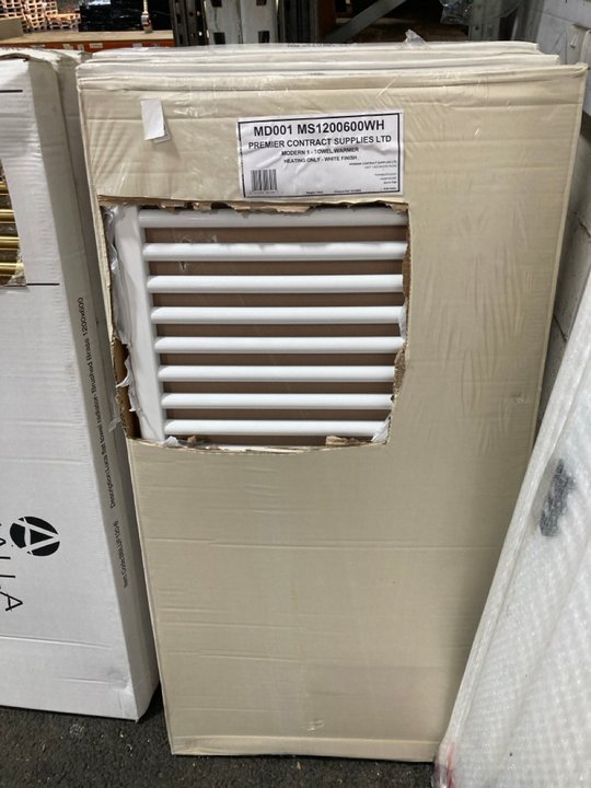 Lot 832  
            Marchington SR19 - Delivery or Collection 

                
WHITE STRAIGHT TUBED HEATED TOWEL RADIATOR 1200 X 600MM - ORIGINAL RRP £280: LOCA...