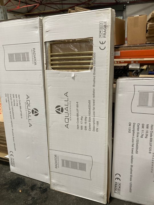 Lot 841  
            Marchington SR19 - Delivery or Collection 

                
BRUSHED BRASS STRAIGHT TUBED HEATED TOWEL RADIATOR 1800 X 600MM - ORIGINAL RRP £4...