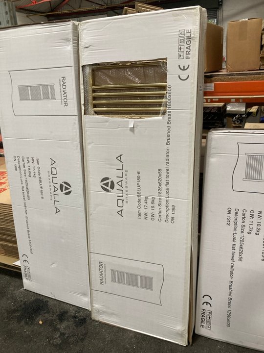 Lot 842  
            Marchington SR19 - Delivery or Collection 

                
BRUSHED BRASS STRAIGHT TUBED HEATED TOWEL RADIATOR 1800 X 600MM - ORIGINAL RRP £4...