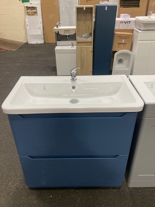 Lot 845  
            Marchington SR19 - Collection 

                
(COLLECTION ONLY) FLOOR STANDING 2 DRAWER SINK UNIT IN ROYAL BLUE WITH A 810 X 46...