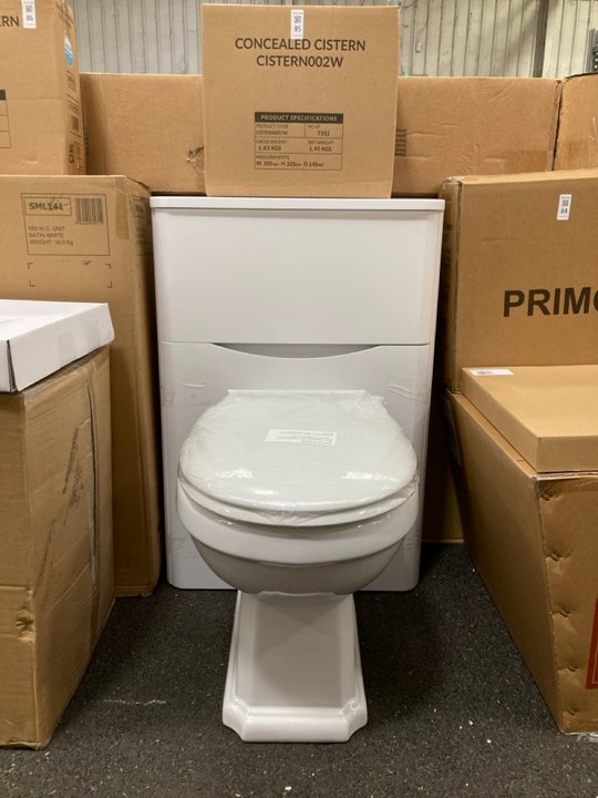 Lot 85  
            Marchington SR19 - Collection 

                
(COLLECTION ONLY) 550 X 210MM W/C UNIT IN SATIN WHITE WITH BTW PAN & SEAT WITH A ...