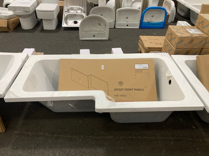 Lot 862  
            Marchington SR19 - Delivery or Collection 

                
1600 X 850MM NTH RH OFFSET SHOWER BATH WITH A GREY AVOLA BATH SIDE PANEL - ORIGIN...