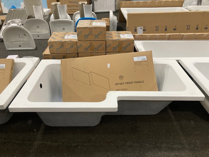 Lot 863  
            Marchington SR19 - Delivery or Collection 

                
1600 X 850MM NTH LH OFFSET SHOWER BATH WITH A GREY AVOLA BATH SIDE PANEL - ORIGIN...