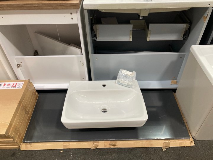 Lot 874  
            Marchington SR19 - Collection 

                
(COLLECTION ONLY) GLOSS ANTHRACITE 1210 X 465MM COUNTER TOP COMPLETE WITH A VITRA...