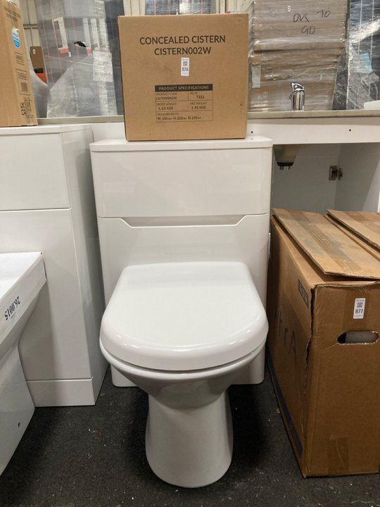 Lot 878  
            Marchington SR19 - Collection 

                
(COLLECTION ONLY) 500 X 260MM W/C UNIT IN WHITE WITH BTW PAN & SEAT WITH A CONCEA...