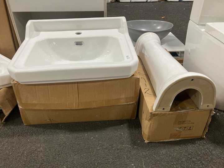 Lot 912  
            Marchington SR19 - Collection 

                
(COLLECTION ONLY) 600MM WIDE 1TH CERAMIC BASIN WITH FULL PEDESTAL - ORIGINAL RRP ...