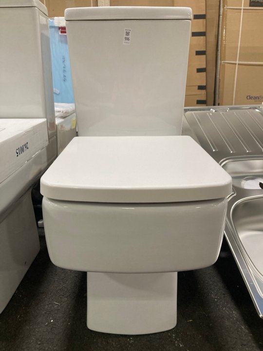 Lot 916  
            Marchington SR19 - Collection 

                
(COLLECTION ONLY) SQUARE STYLED CLOSED COUPLED W/C WITH CISTERN FITTINGS, DUAL FL...