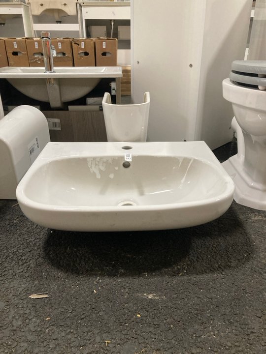 Lot 932  
            Marchington SR19 - Collection 

                
(COLLECTION ONLY) 550MM WIDE 1TH CERAMIC BASIN WITH SEMI PEDESTAL: LOCATION - A5
