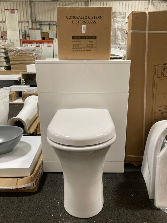 Lot 941  
            Marchington SR19 - Collection 

                
(COLLECTION ONLY) 600 X 350MM W/C UNIT IN WHITE WITH BTW PAN & SEAT WITH A CONCEA...