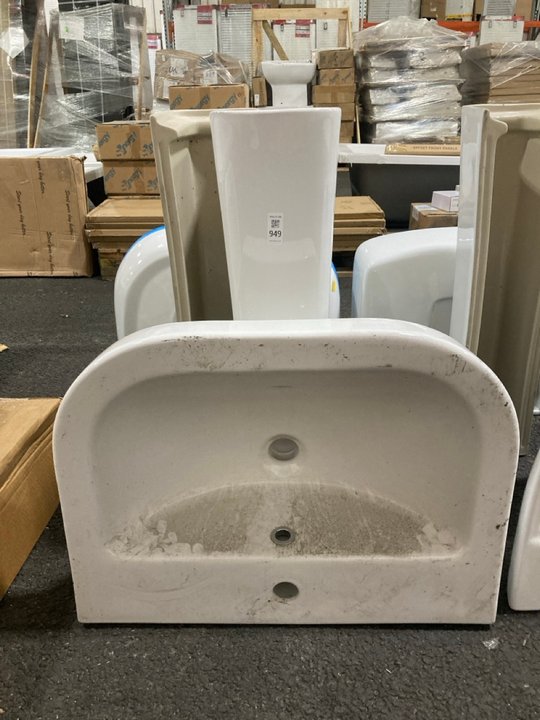 Lot 949  
            Marchington SR19 - Collection 

                
(COLLECTION ONLY) 550MM WIDE 1TH CERAMIC BASIN WITH FULL PEDESTAL - ORIGINAL RRP ...