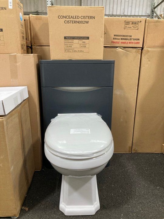 Lot 94  
            Marchington SR19 - Delivery or Collection 

                
500 X 200MM W/C UNIT IN MATT GREY WITH BTW PAN & SEAT WITH A CONCEALED CISTERN FI...