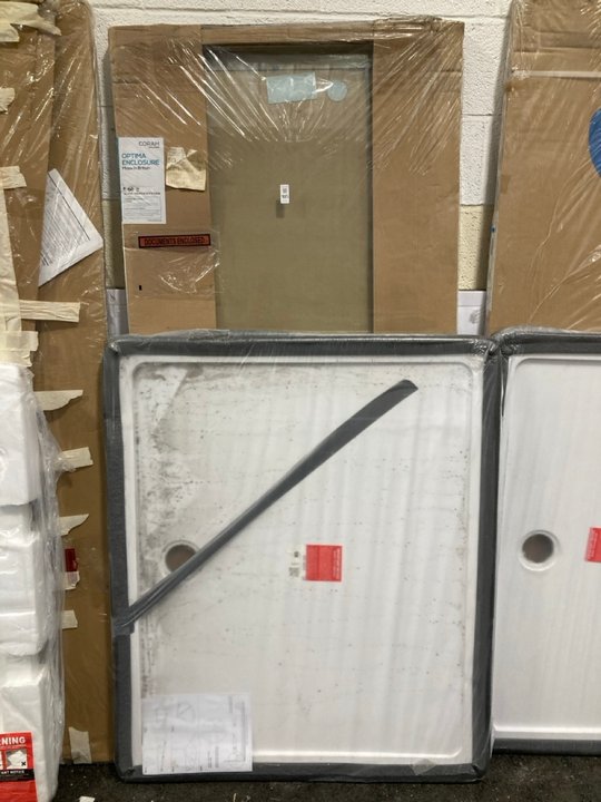 Lot 985  
            Marchington SR19 - Collection 

                
(COLLECTION ONLY) CLEAR GLASS WHITE FRAMED 800 X 1850MM SHOWER PANEL WITH A PEARL...