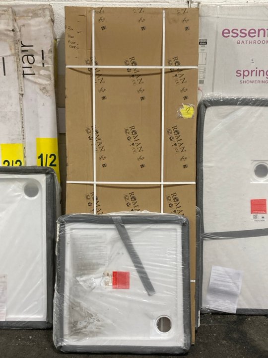 Lot 993  
            Marchington SR19 - Collection 

                
(COLLECTION ONLY) CLEAR GLASS SILVER FRAMED 760 X 1900MM PIVOT SHOWER DOOR WITH A...