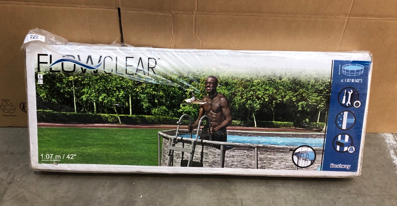 Lot 46  
            Edinburgh SR22 - Delivery Or Collection 

                
BESTWAY BW58330-21 FLOWCLEAR, METAL ABOVE GROUND POOL LADDER, 42’’, GREY, 107 CM....