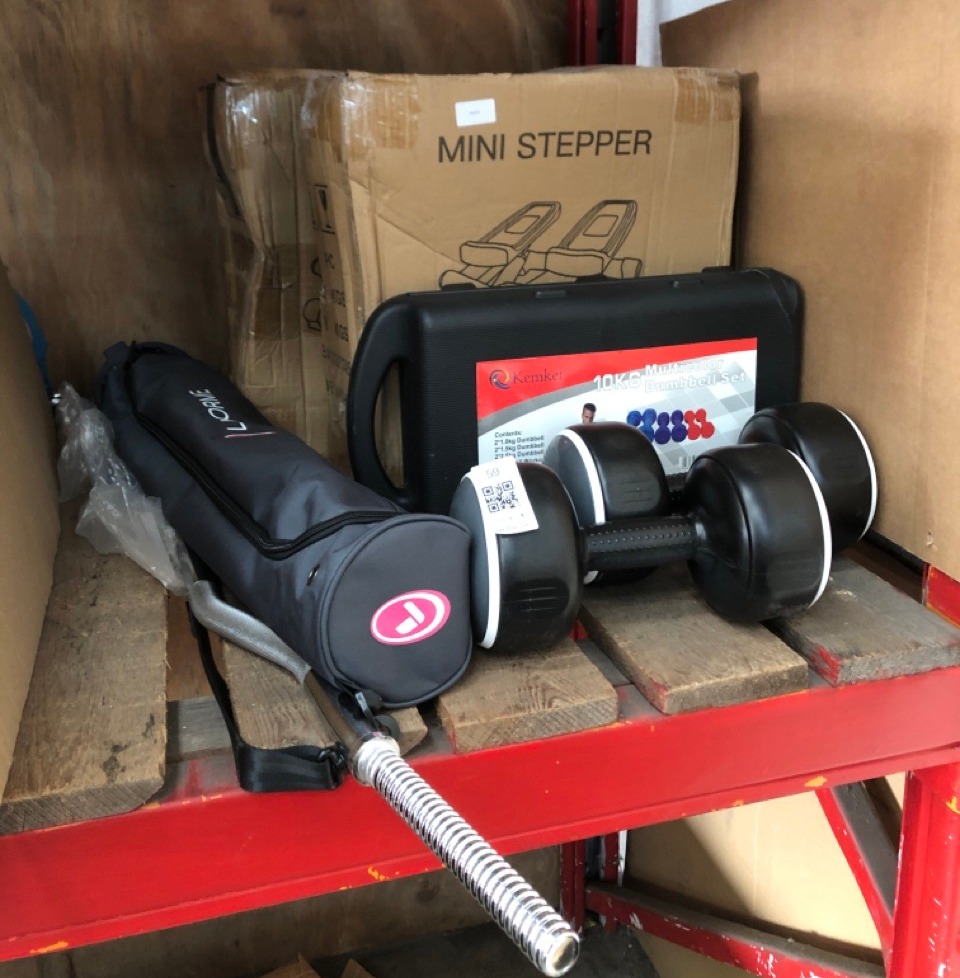 Lot 59  
            Edinburgh SR22 - Delivery Or Collection 

                
QUANTITY OF SPORTS & EXERCISE ITEMS TO INCLUDE KEMKET 10KG MULTI COLOUR NEOPRENE ...