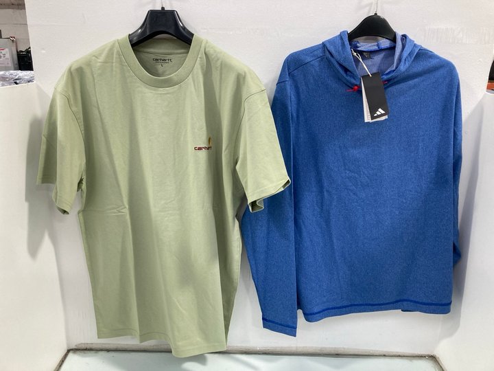 Lot 1015  
            Marchington SR13 - Parcel Delivery Only 

                
ADIAD MENS BLUE SWEATSHIRT - UK SIZE: MEDIUM TO INCLUDE CARHARTT SHORT SLEEVE LIG...