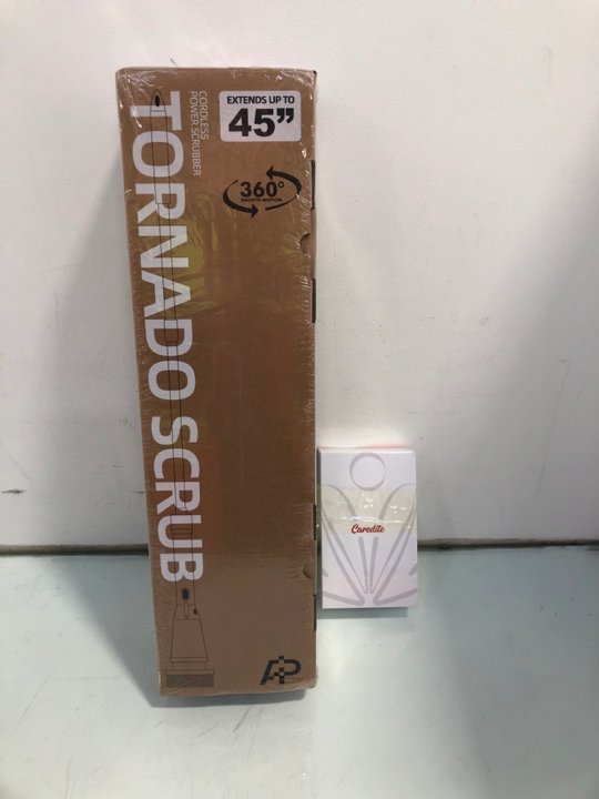 Lot 102  
            Marchington SR13 - Parcel Delivery Only 

                
TORNADO SCRUB CORDLESS POWER SCRUBBER TO INCLUDE CAREDITE MINI PORTABLE ORAL IRRI...
