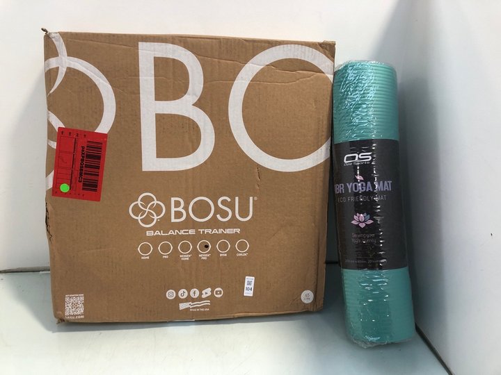 Lot 104  
            Marchington SR13 - Parcel Delivery Only 

                
BOSU BALANCE TRAINER TO INCLUDE YOGA MAT: LOCATION - C16