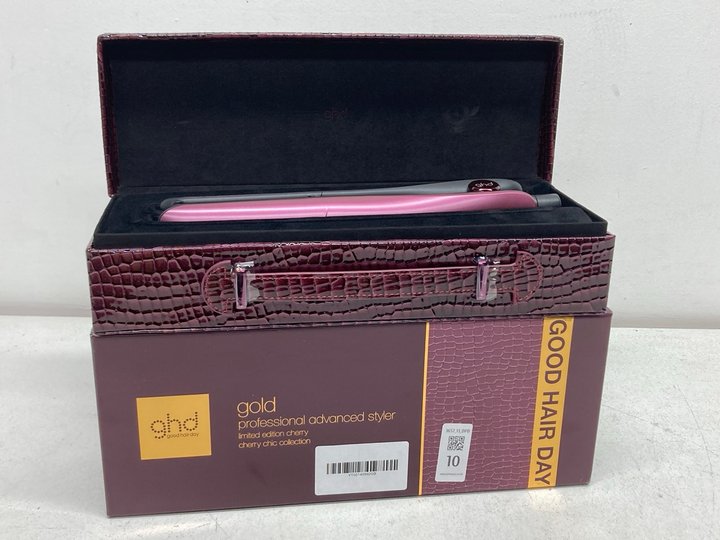 Lot 10  
            Marchington SR13 - Parcel Delivery Only 

                
GHD GOLD PROFESSIONAL ADVANCED STYLER IN LIMITED EDITION CHERRY-ORIGINAL RRP £199...