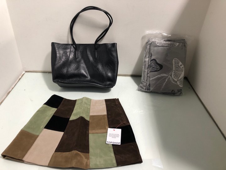 Lot 1130  
            Marchington SR13 - Parcel Delivery Only 

                
3 X ASSORTED ITEMS TO INCLUDE TOP SHOP WOMENS SKIRT IN MULTI - UK SIZE: 10: LOCAT...