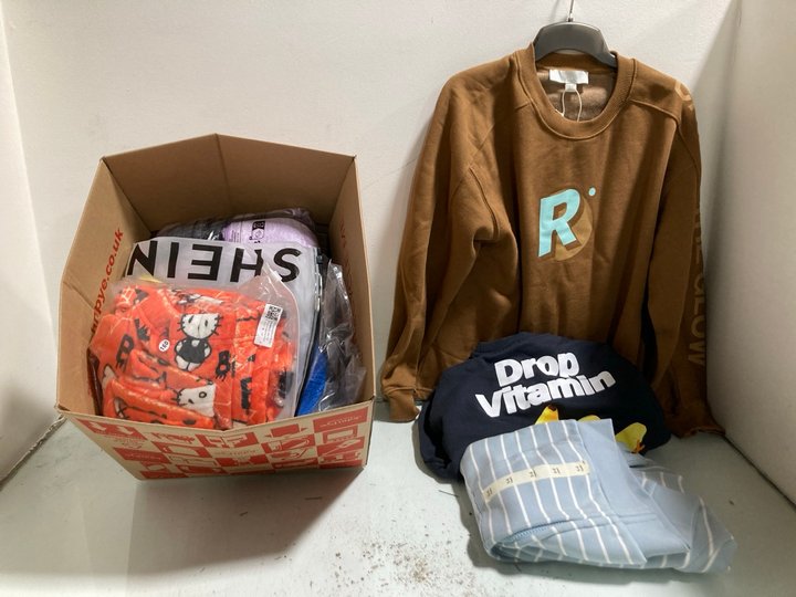 Lot 1218  
            Marchington SR13 - Parcel Delivery Only 

                
QTY OF KIDS CLOTHING IN VARIOUS SIZES TO INCLUDE ZARA BROWN SWEATSHIRT - UK SIZE:...