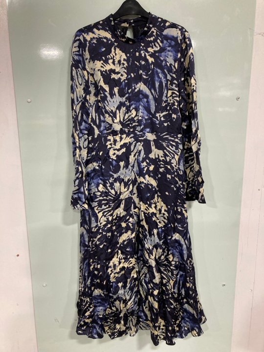 Lot 1281  
            Marchington SR13 - Parcel Delivery Only 

                
WHISTLES DAZZLED FLORAL SATIN DRESS IN BLUE-UK SIZE 10-ORIGINAL RRP £199.00: LOCA...