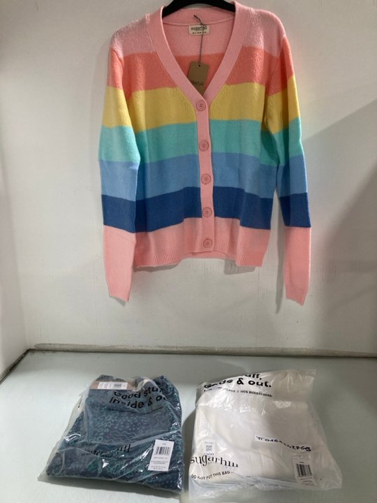 Lot 1300  
            Marchington SR13 - Parcel Delivery Only 

                
3 X ASSORTED LADIES SUGARHILL CLOTHING IN UK SIZES 12 AND 14 TO INCLUDE REGINA BL...