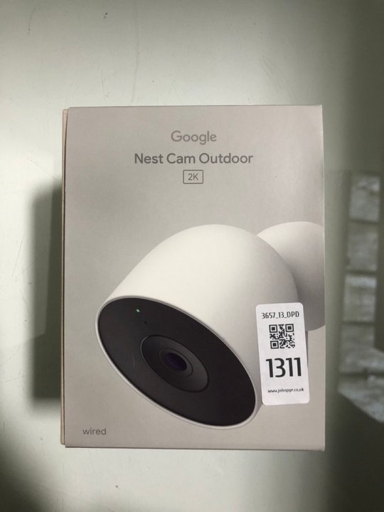 Lot 1311  
            Marchington SR13 - Parcel Delivery Only 

                
GOOGLE NEST CAM OUTDOOR CAMERA - 2K (SEALED) - ORIGINAL RRP £120: LOCATION - A9