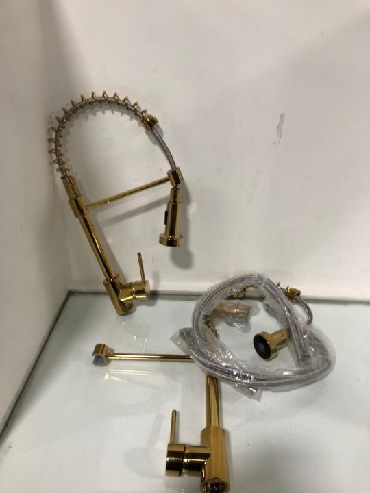 Lot 1336  
            Marchington SR13 - Parcel Delivery Only 

                
PAIR OF MOVEABLE HEAD KITCHEN FAUCETS WITH HOT & COLD LEVER IN GOLD: LOCATION - A8