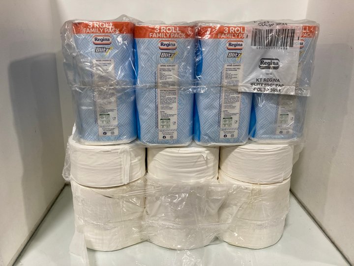 Lot 1337  
            Marchington SR13 - Parcel Delivery Only 

                
QTY OF PREMIUM MINI JUMBO TOILET ROLLS TO INCLUDE 4 X REGINA 3 PACK BLITZ KITCHEN...