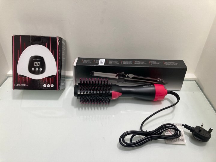 Lot 141  
            Marchington SR13 - Parcel Delivery Only 

                
3 X ASSORTED BEAUTY ITEMS TO INCLUDE BLUEQUE 11T PROFESSIONAL NAIL LAMP: LOCATION...