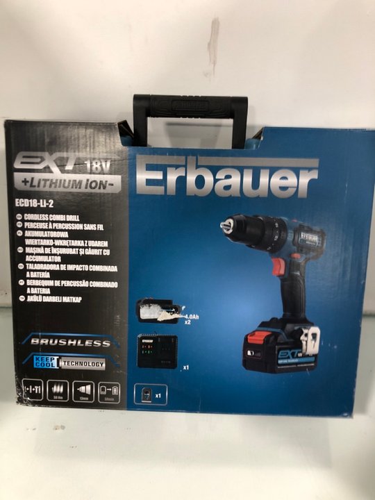 Lot 1432  
            Marchington SR13 - Parcel Delivery Only 

                
ERBAUER 18V LITHIUM ION ECD18-LI-2 CORDLESS COMBI DRILL - ORIGINAL RRP £109.99: L...