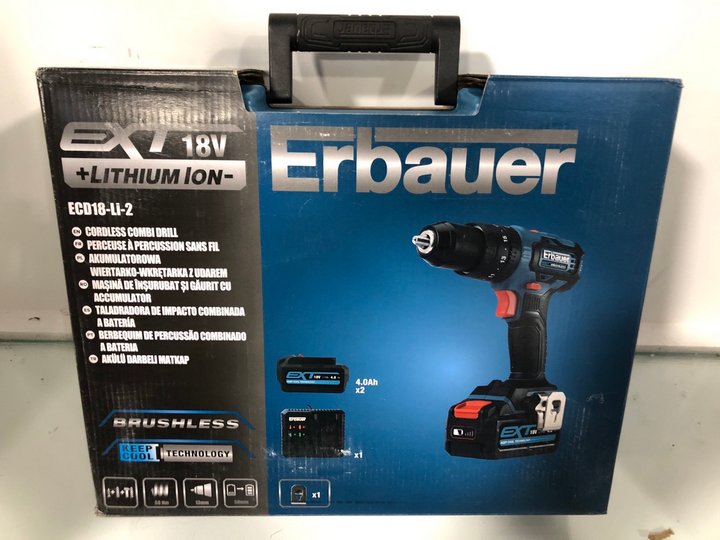 Lot 1433  
            Marchington SR13 - Parcel Delivery Only 

                
ERBAUER 18V LITHIUM ION ECD18-LI-2 CORDLESS COMBI DRILL - ORIGINAL RRP £109.99: L...